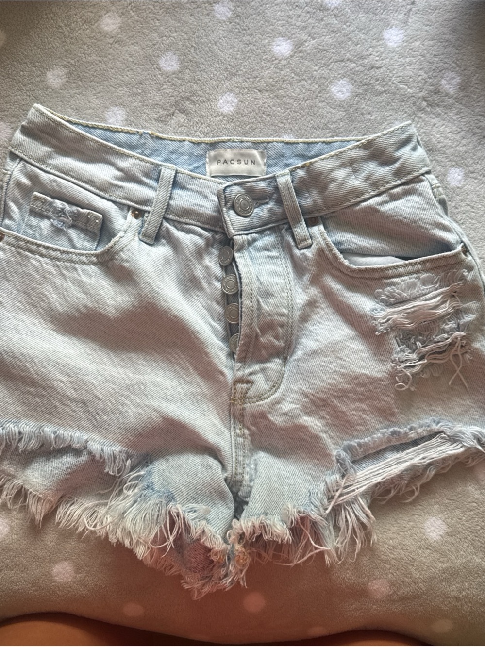 PacSun Light Wash Frayed High-Rise Denim Shorts